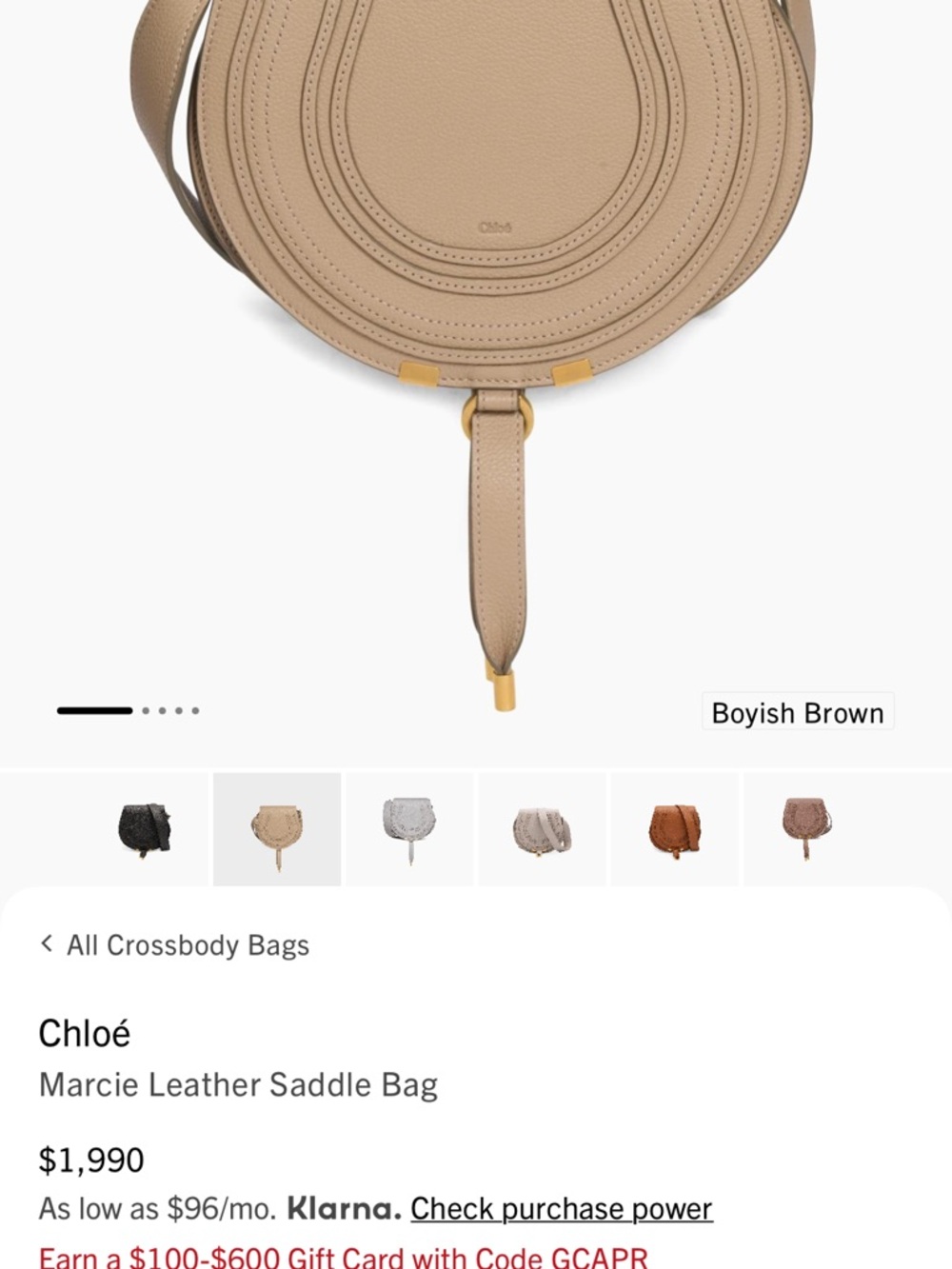 Chloe Small Marcie Leather Saddle Bag in Tan - Picture 7 of 7